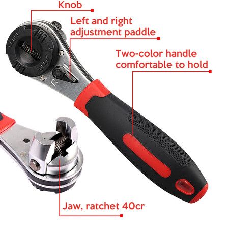 Multifunctional Adjustable Universal Key Torque Spanner Plumbing Auto 6-22mm Ratchet Wrench Multitool Repairing Tool Eco-friendly Plastics Material