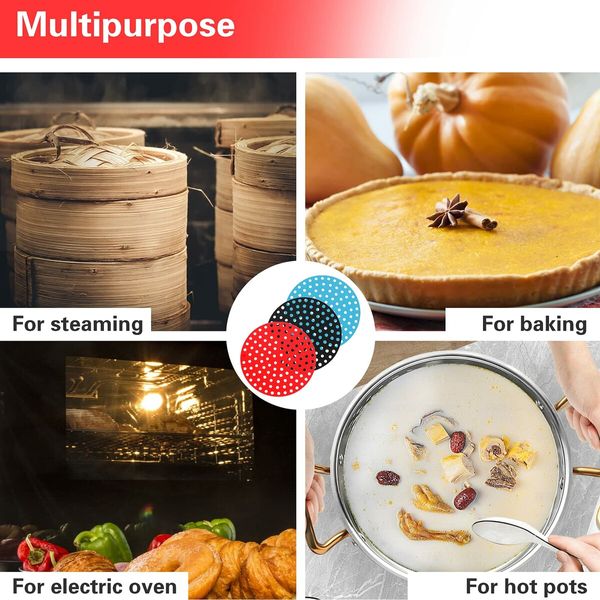 3 Pieces 8 Inch Reusable Silicone Air Fryer Liners,  Non-Stick  Silicone  Replacement for Ninja, Cosori, Gowise, Instant Pot