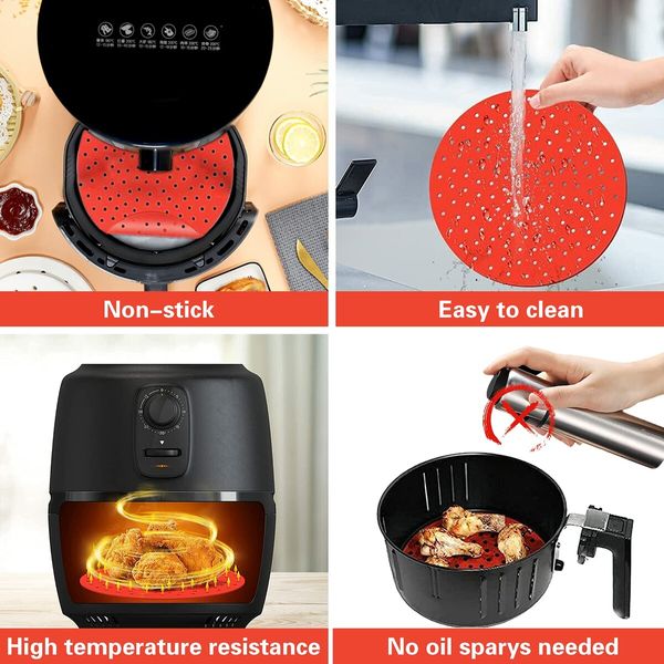 3 Pieces 8 Inch Reusable Silicone Air Fryer Liners,  Non-Stick  Silicone  Replacement for Ninja, Cosori, Gowise, Instant Pot