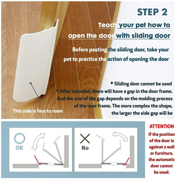 Automatic Pet Door Opener, Adjustable Self-Closing/Opening Easy Gate Strap Latch for Training Dogs Cats Pets Free Access Entry Exit Room Bathroom Bedroom Toilet