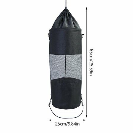 Boat Trash Bag Drawstring Hoop Ship Garbage Bag Portable Oxford Cloth Waste Storage Pouch for Outdoor, Black