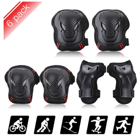 6pcs/set Kids Children Outdoor Sports Protective Gear Knee Elbow Pads Riding Wrist Guards Roller Skating Safety Protection size S