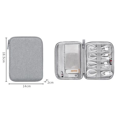 Digital Storage Bag USB Data Cable Organizer Earphone Pen Travel Kit Electronic Accessories - Gray