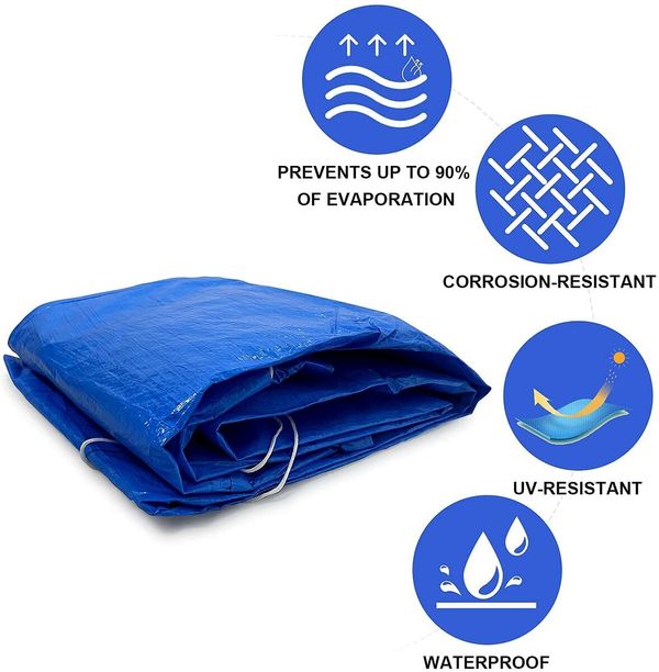 Swimming Pool Cover, Frame Pool Cover with Ropes - Rectangular UV Resistant Polyethylene Rainproof Dust Cover (260 x 170cm)