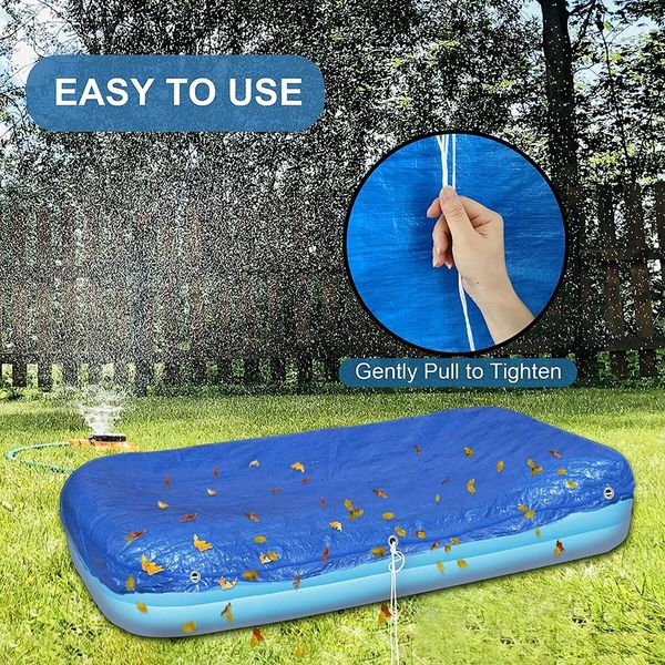 Swimming Pool Cover, Frame Pool Cover with Ropes - Rectangular UV Resistant Polyethylene Rainproof Dust Cover (260 x 170cm)