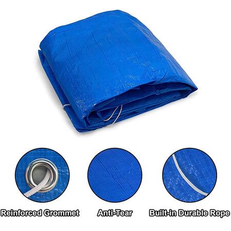 Swimming Pool Cover, Frame Pool Cover with Ropes - Rectangular UV Resistant Polyethylene Rainproof Dust Cover (221 x 150cm)