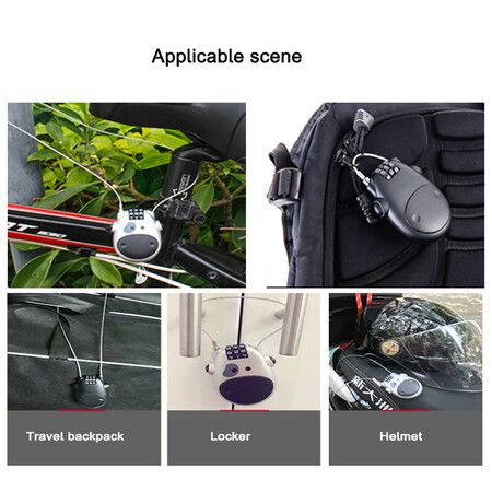 Cartoon Cow Stretchable Wire Rope Lock Wire Cable Password Lock Portable Suitcase Backpack Lock Riding Anti Theft Helmet Lock Color White