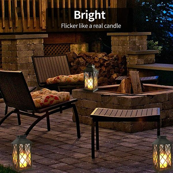 Solar Lantern,Outdoor Garden Hanging Lanterns,Set of 4,14 Inch Waterproof LED Flickering Flameless Candle Mission Lights for Table,Outdoor,Party Decorative