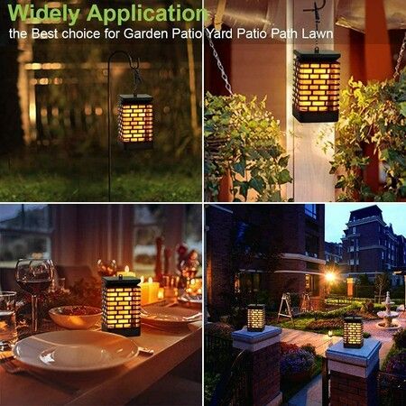 Solar Lantern Lights Outdoor Hanging Solar Lights,Upgraded 99 LEDs Solar Lanterns Dancing Flickering Flame Lights,Landscape Decoration Solar Garden Lights,2 Pack