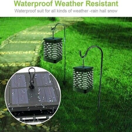 2 Pack Solar Lantern Lights Outdoor Hanging Solar Lights, Upgraded 99 LEDs Solar Lanterns Dancing Flickering Flame Lights, Landscape Decoration Solar Garden Lights for Patio Yard Porch Blue