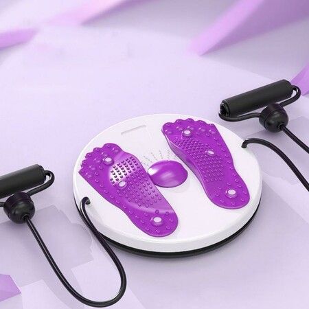 Household Twisting Disk Magnetic Massage Fitness Thin Waist Equipment Mute Belt Drawstring Turntable Portable Abdomen Machine Purple