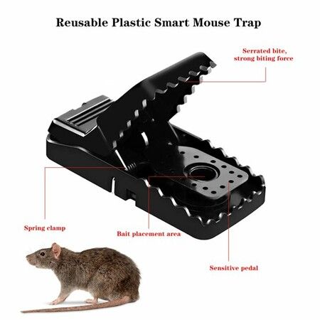 12 PCS Reusable P-lastic S-mart Mouse Trap Quick Kill Mice Traps for Indoor/Outdoor Pet Rodent Voles Hamsters