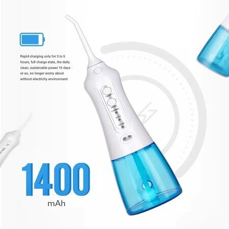 Cordless Water Flosser, USB Portable Rechargeable Oral Irrigator for Travel and Home, Waterproof, 3 Modes, 300mL Water Tank, with 2 Jet Tips