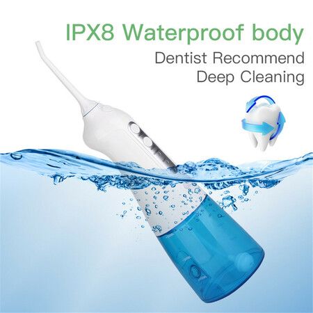 Cordless Water Flosser, USB Portable Rechargeable Oral Irrigator for Travel and Home, Waterproof, 3 Modes, 300mL Water Tank, with 2 Jet Tips