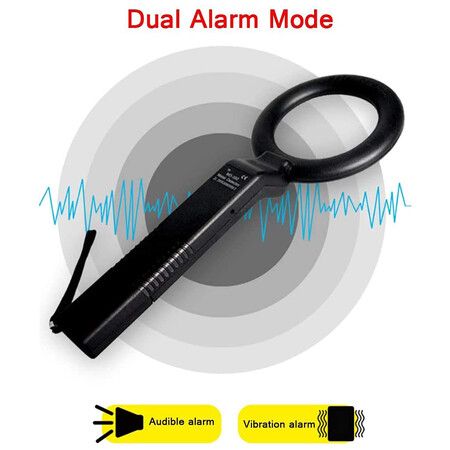 Metal Detector Wand Security Scanner, Hand Held Metal Detector with Sound Vibration Alarms, High Sensitivity Security Scanner, Detects Metal