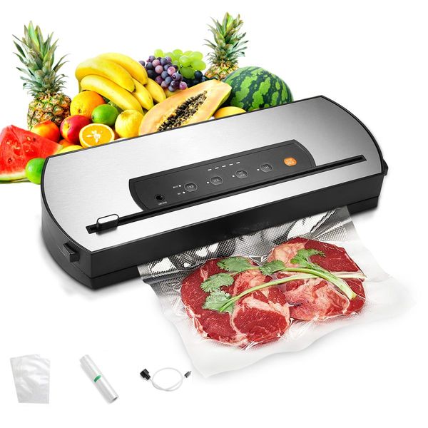 Maxkon 80Kpa Vacuum Sealer Food Packing Machine Packer Air Tight System Sliding Cutter with Storage Bags