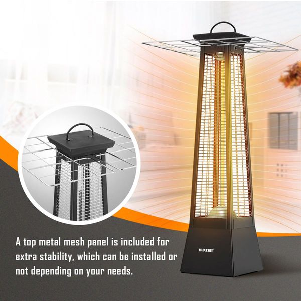 Maxkon Electric Heater Space Infrared Tower Outdoor Indoor Patio Room Portable Energy Efficient Instant Warmer Carbon Fibre 2000W