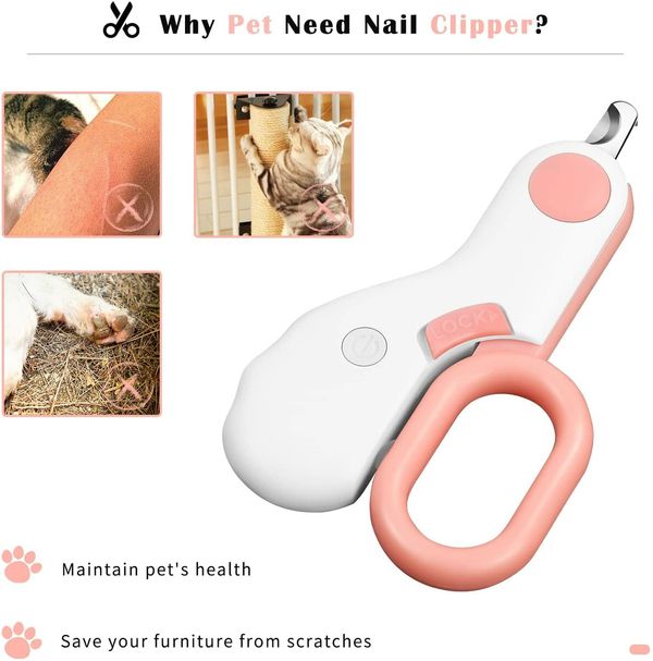 Pet Nail Clipper and Trimmer with Rechargeable LED Light for Dogs And Cats