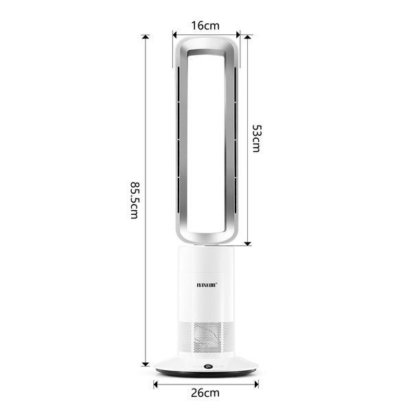 2 in 1 Bladeless Electric Tower Fan Cool Air Hot Heater Remote Control Timer Oscillation