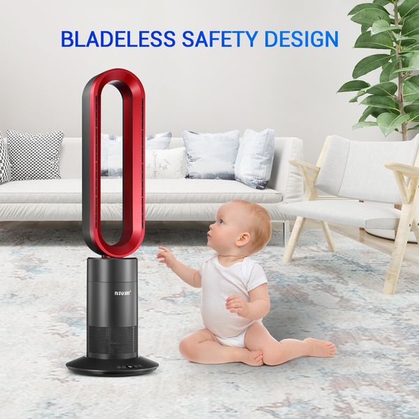 2 in 1 Bladeless Tower Fan Electric Cool Air Hot Heater Timer Remote Control Oscillation