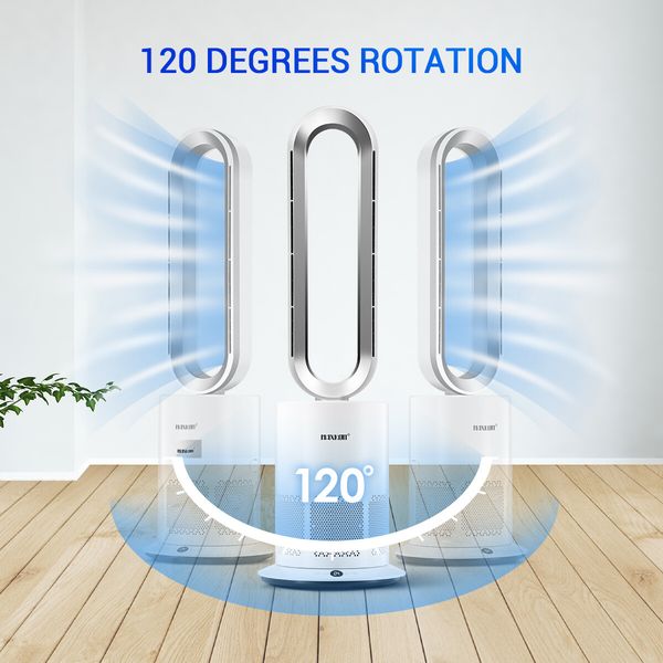 3 in 1 Electric Bladeless Fan Cool Air Hot Heater HEPA Filter Purifier Timer Remote Control Oscillation