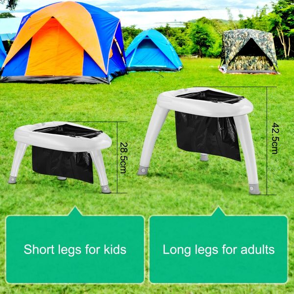 Portable Camping Toilet Seat Folding Travel Porta Potty Chair with Bags 