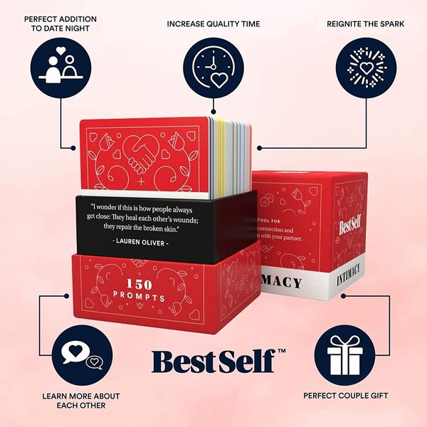 Intimacy Deck by BestSelf-150 Engaging Conversation Starters for Couples to Strengthen Their Relationship