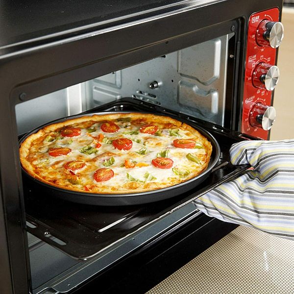 Metal Pizza Plate For Oven Round Bake model Pizza Shop Diy Baking Tools Non-stick Cake Chassis Bakeware Pans (23cm/9inch)