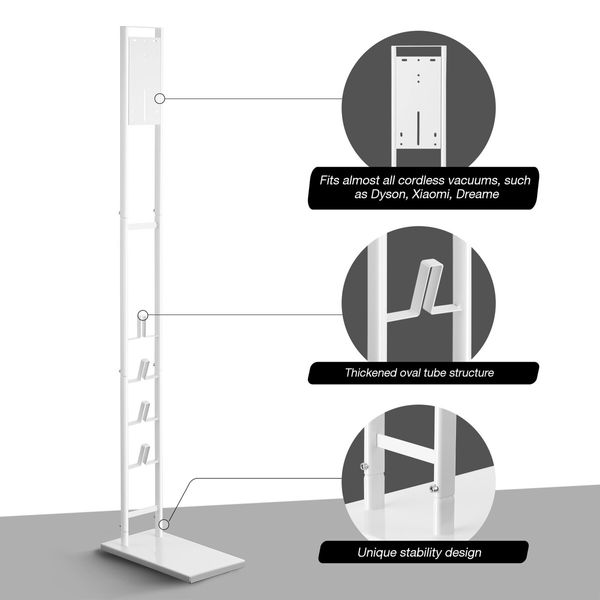 Vacuum Stand Rack Freestanding Cleaner Storage Bracket Holder Accessory for Dyson Organiser V7 V8 V10 V11 for Xiaomi Dreame White