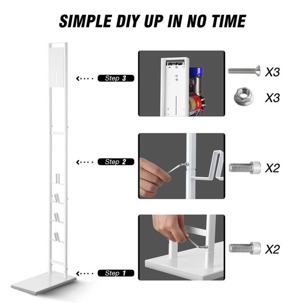 Vacuum Stand Rack Freestanding Cleaner Storage Bracket Holder Accessory for Dyson Organiser V7 V8 V10 V11 for Xiaomi Dreame White