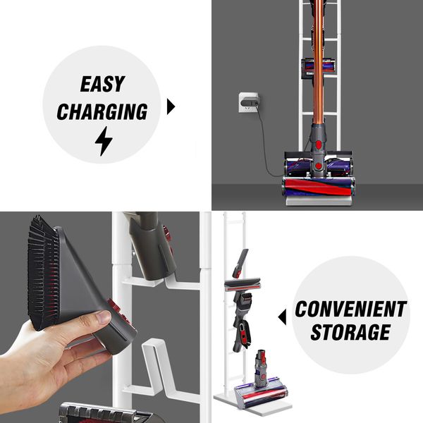 Vacuum Stand Rack Freestanding Cleaner Storage Bracket Holder Accessory for Dyson Organiser V7 V8 V10 V11 for Xiaomi Dreame White