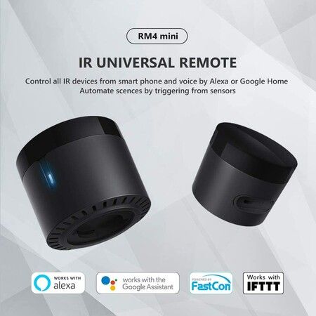 RM4 Mini IR Universal Remote Control, Automation Wi-Fi Infrared Blaster for TV Air Conditioner STB Audio, Works with Alexa, Google