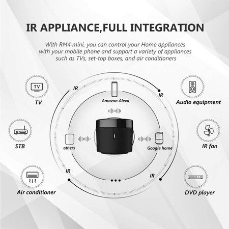 RM4 Mini IR Universal Remote Control, Automation Wi-Fi Infrared Blaster for TV Air Conditioner STB Audio, Works with Alexa, Google