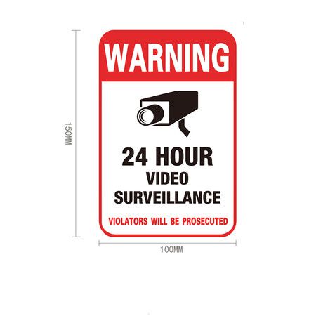 24 Hour Video Surveillance Sign,15x10cm for CCTV Security Camera (10pcs)