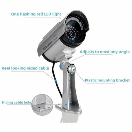 Fake Surveillance Camera with Flash LED Dummy Bullet Simulated CCTV Camera,Indoor Outdoor Use Good for Home/Office/Shop/Garage