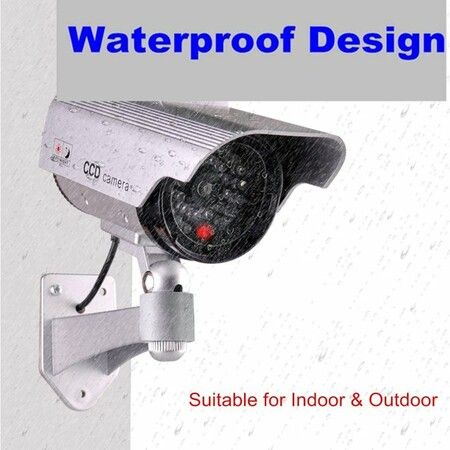 Fake Surveillance Camera with Flash LED Dummy Bullet Simulated CCTV Camera,Indoor Outdoor Use Good for Home/Office/Shop/Garage