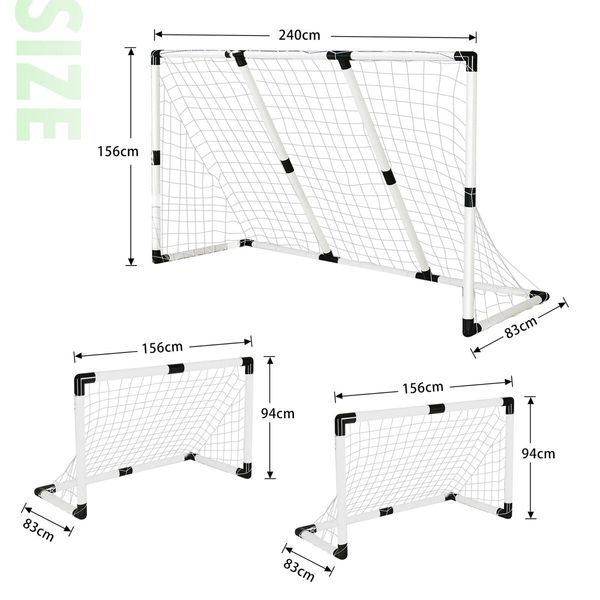 Portable Soccer Goal Nets 2-in-1 Pop-up Football Goals Set Easy Assembly for Kids Adult 240x156x83cm