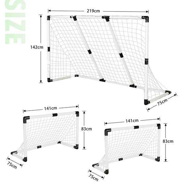 Portable Soccer Goal Nets 2-in-1 Small Football Goals Set Backyard for Kids Adult 219cm X 142cm