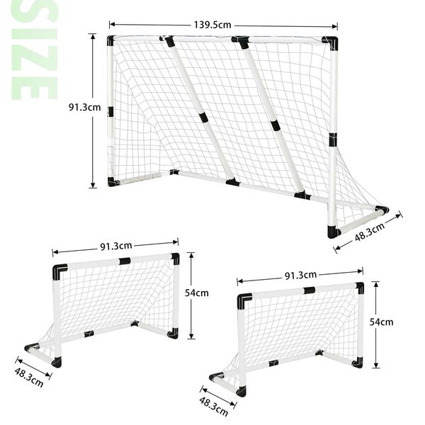 Portable Soccer Goal Nets 2-in-1 Mini Football Backyard Goals Set Easy Assembly for Kids Adult 139.5 x 91.3 cm