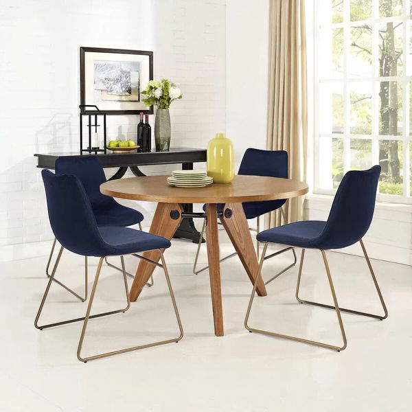 Blue Dining Room Chairs Velvet Soft Fabric Kitchen Office Seat Upholstered Modern Mid Century Set of 2