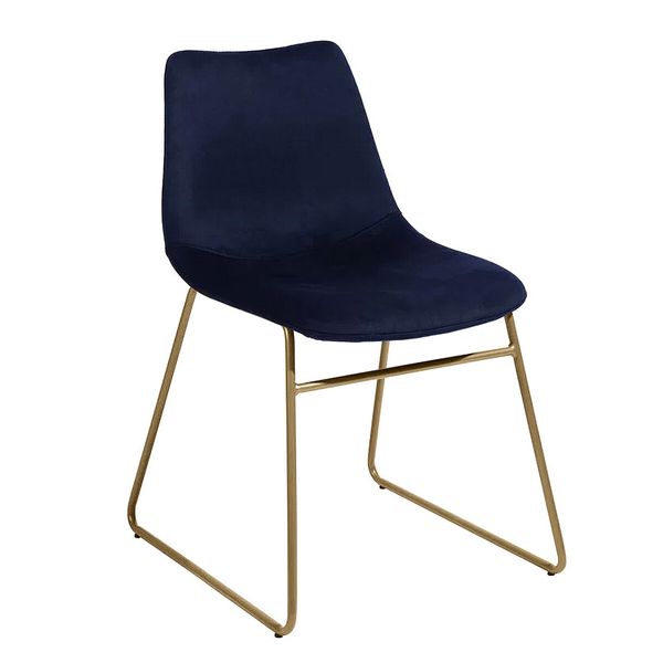 Blue Dining Room Chairs Velvet Soft Fabric Kitchen Office Seat Upholstered Modern Mid Century Set of 2