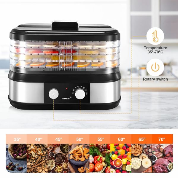 Maxkon 5 Trays Food Dehydrator Dryer Machine Fruit Mushroom Jerky Meat Vegetable 450W