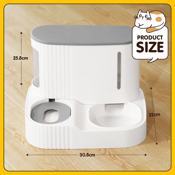 2 IN 1 Pet Automatic Feeder Cats Food Bowl Dog Water Dispenser Gravity Fed for Small Large Pets