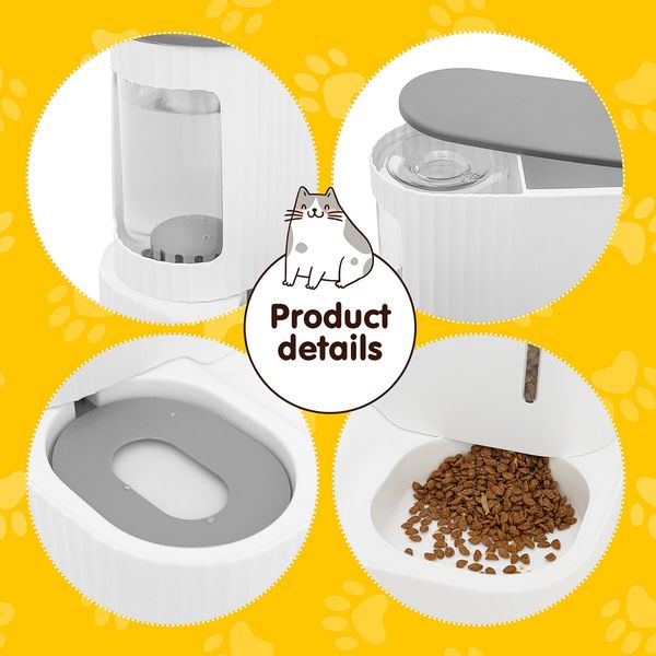 2 IN 1 Pet Automatic Feeder Cats Food Bowl Dog Water Dispenser Gravity Fed for Small Large Pets