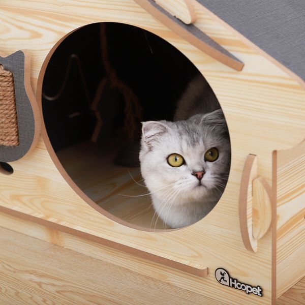 Large Cat House Indoor Condo Durable Kitty Scratching Furniture MDF for Cats Rabbit