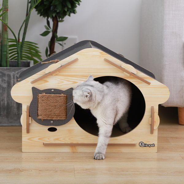 Large Cat House Indoor Condo Durable Kitty Scratching Furniture MDF for Cats Rabbit