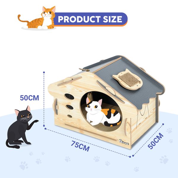 Large Cat House Indoor Condo Durable Kitty Scratching Furniture MDF for Cats Rabbit