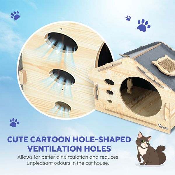 Large Cat House Indoor Condo Durable Kitty Scratching Furniture MDF for Cats Rabbit