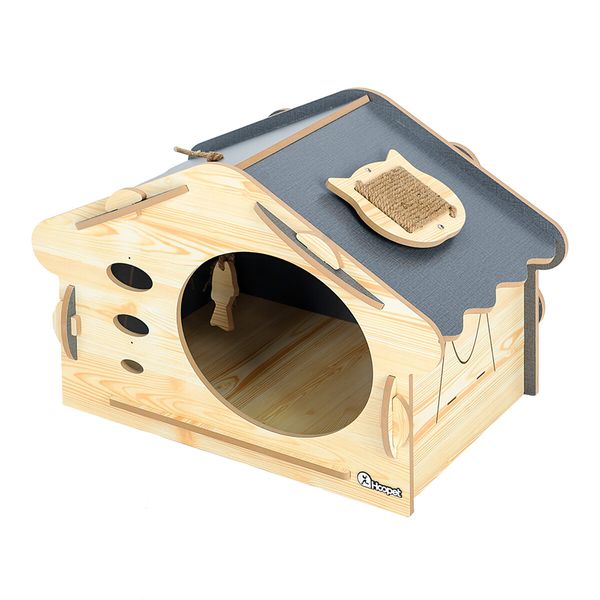 Large Cat House Indoor Condo Durable Kitty Scratching Furniture MDF for Cats Rabbit