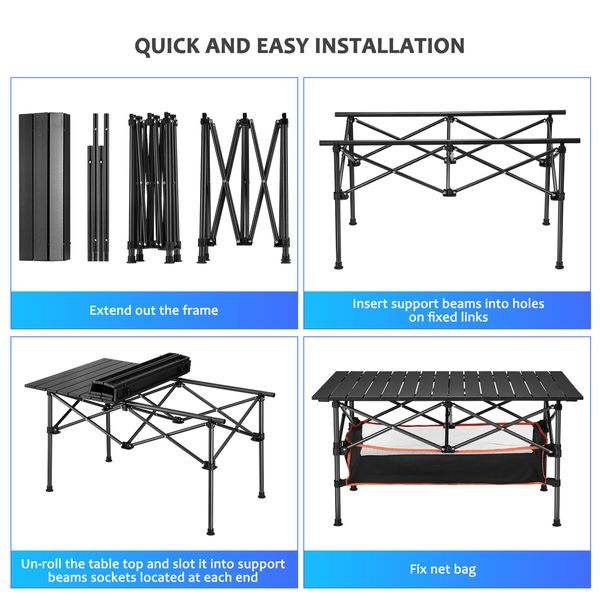 Portable Folding Camping Table Picnic Outdoor Foldable Desk Aluminium with Storage Carry Bag